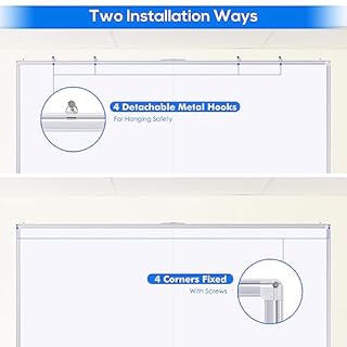 Maxtek White Board, 72"X48" Large Dry Erase Board for Wall, Foldable 6' x 4' Wall Mounted Aluminum Frame Marker Board with a Long Pen Tray for Office, Homeschool and Classroom