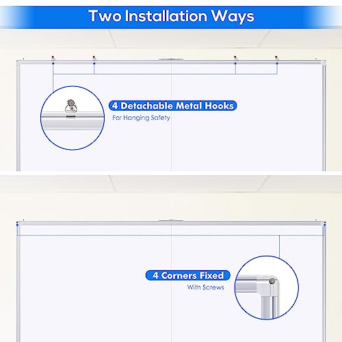 Large Whiteboard For Wall, Maxtek 72 X 48 Inches Magnetic Dry Erase Board, 6' X 4' Wall-Mounted White Board Message Memo Marker Board Foldable With Marker Tray For Office Home And School #TOP2