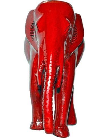 Image of Pure Brass White /Red Elephant | Vastu Elephant for Home and Office Decor | 100% Brass Showpiece Item (Red)