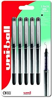 uni-ball Eye Needle, UB-185, Black, Plastic Free Packaging, Pack of 5