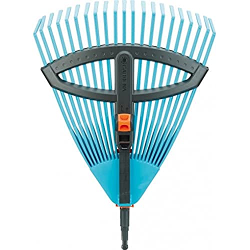 Balai à gazon réglable Combisystem de Gardena : balai avec dents élastiques réglables en plastique, largeur de travail 35 à 52 cm, travail sans oscillation (3099-20)
