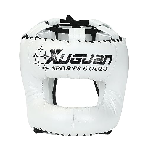 F Fityle Casco de Boxeo Profesional, Casco de Entrenamiento de Artes Marciales Mixtas, Casco de Kickboxing, Muay Thai, Grappling, Karate, Taekwondo, Casco de a, Blanco, L