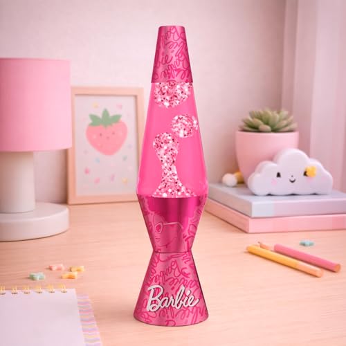 WONDEE Barbie Lámpara de Lava Rosa con Purpurina, Lámpara Lava Niñas y Mujeres para Decorar la Habitación, Cosas/Regalos Barbie Accesorios Originales del Hogar para Niña y Mujer