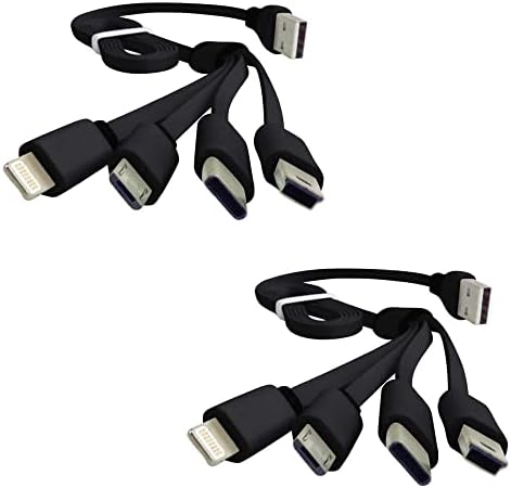 YOLOtek 4in1 Multi Charging Cable QuadCord 3.3’feet USB Cable-Type C, Micro, Mini & Apple Lightning Compatible Travel Charger for iPhone, Android, Tablet & GoPro. Charger Cord On-The-Go Vet Owned