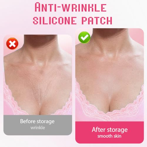 2 Stücke Dekoltee Pads Antifalten, Dekollete Anti Falten Pad, Wiederverwendbare Silikon Brustpolster, Silikonpads Herzförmig, Gegen Brustfalten, für Frauen und Mädchen