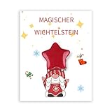 Scinzene Roter Weihnachtsstein Geschenkset Magischer Weihnachtself Geschenk Für Kinder Magische Sterne Steine (2-3 cm) Mit Weihnachtskarten Geschenk Für Kinder & Erwachsene Zubehör Weihnachten