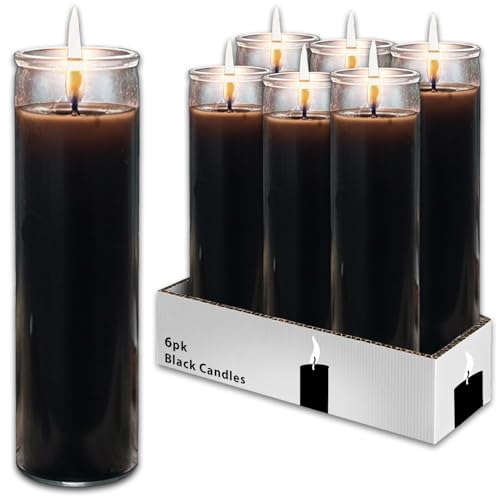Black Prayer Glass Candle Set - 6 Pack Slightly...