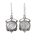 NOVICA Oval Rainbow Moonstone .925 Sterling Silver Dangle Earrings, Moonlit Decadence'