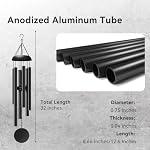Chimes de vent Décor extérieur, 32 Couches Tone profonde Windchimes avec 6 Tubes en aluminium épais, Chimes à vent en métal pour l'extérieur, Meilleur cadeau pour les femmes grand-mère maman, Noir