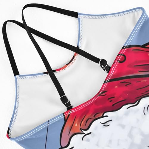 CHIFIGNO Basketball Santa Hat Girls Swimsuit One Piece, Spaghetti Straps, Cross Back Design, Ages 3T4