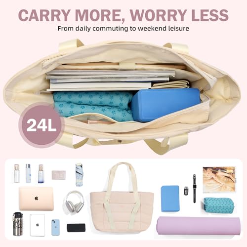 Axcone Women's Yoga Tote Bag with Luggage Sleeve & Mat Straps - Gym Work Bag for Office, Commute, Sports,Travel2