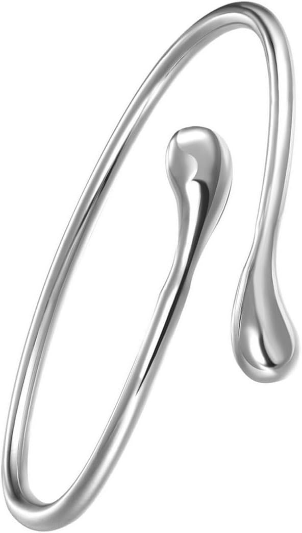 BUYITOSterling Silver Bangle Bracelets for Women,Fashion Jewelry Simple Adjustable 925 Silver Cuff Bangles for Women Mom Wife Valentine Mothers Day Gift