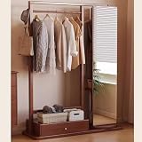 Drehbarer Ganzkörperspiegel mit Garderobe, platzsparende Ankleidelösung für Schlafzimmer und...