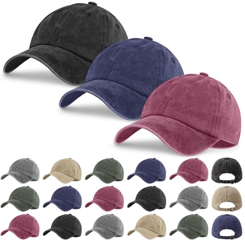 Image of Bonuci 24 /50 Pack Vintage Baseball Hat Bulk Washed Baseball Cap Adjustable Cotton Golf Hats for Men Women Sports