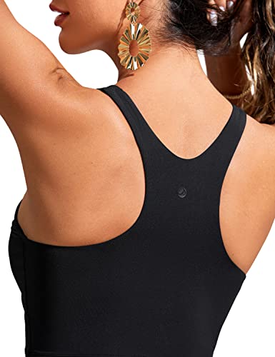 CRZ YOGA Womens Racerback Bikini Tops Quick Dry High Neck Modest Swimsuit Padded Sports Bathing Suit4
