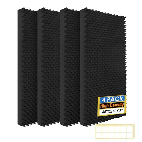 4 Pack Acoustic Panels,48''X24''X2'' Egg Crate Foam Soundproof Wall Panels,High Density Fireproof...