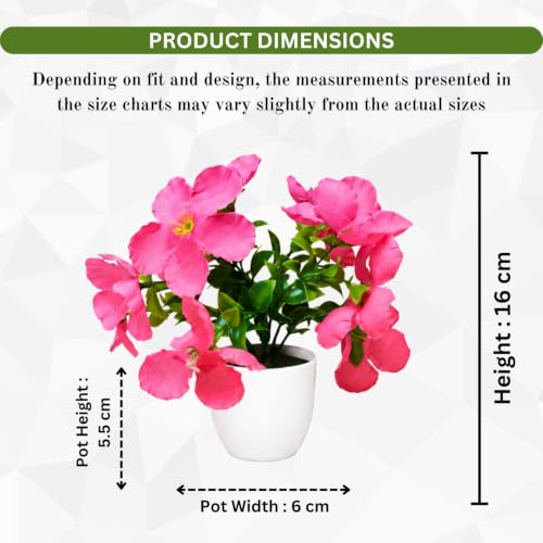 Image of fancymart Artificial Real Touch Flower Plant with Pot (Pack of 2), 16 cm Height, Decorative Faux Floral Plant for Home, Office, Living Room, Bedroom, Table & Shelf Decor