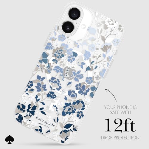 kate spade new york iPhone 16 Plus Case - Compatible with MagSafe - Designer Phone Case - Flowerbed Blue Gems by kate spade new york - Used condition - Image 3