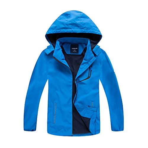 Boys Rain Jackets Waterproof Fleece Hooded Lightweight Windbreaker Coats for Kids