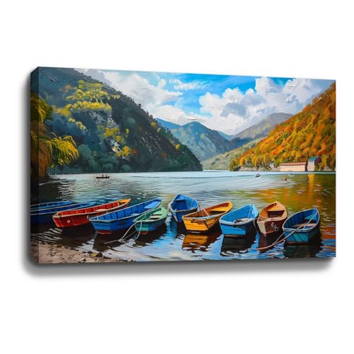 BOHU ARTS Valley Kayak Mountain River Canvas Wall