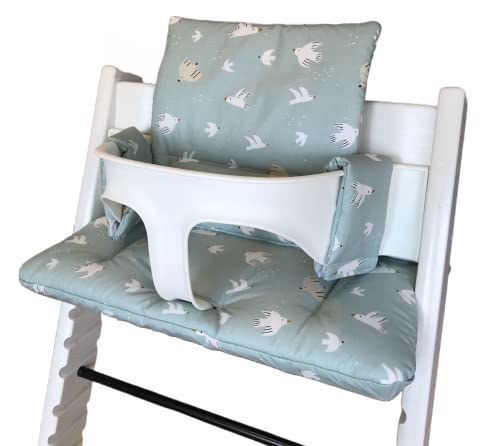 LUCCA kids Sitzkissen für Stokke Tripp Trapp Hochstuhl - laminierte Beschichtung zur einfachen Reinigung (Vögel Hintergrund blau)