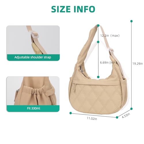 Image of JANKS Small Puffer Crescent Shoulder Bag for Women, Nylon Quilted Puffy Crossbody Purse, Cute Hobo Shoulder Handbags