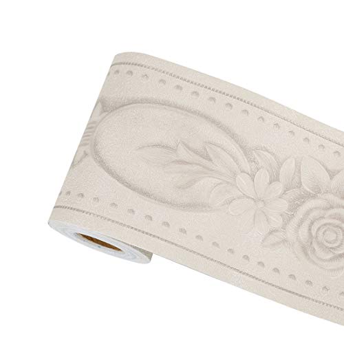 Cenefa de pared 3D impermeable con patrón de peonías blancas para marcos y techos 2