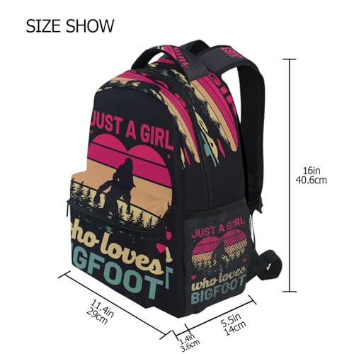 Bigfoot Vintage Funny 3D Print School Backpack Boys Girls Kids Large Capacity Daypack Travel 17in4