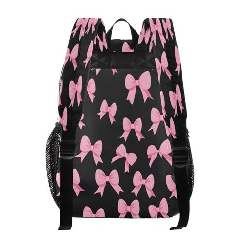 Clear Backpack for School Pink Bow Black Background Pattern Transparent Bookbag for Girls See Through PVC Boy Backpacks3