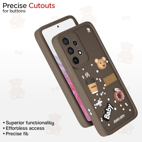 Image of Amazon Basic Back Cover for Samsung Galaxy A53 5G | Cute Fun Cartoon 3D Bear Silicone Full Body Protection Bumper Cover (Brown)