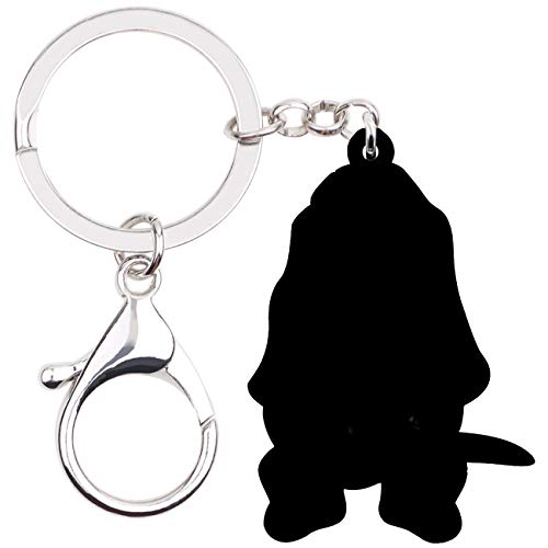 WEVENI Alloy Acrylic Basset Hound Keychain Pet Dog Key Ring Enamel Charms Jewelry For Women Girls Bag Car Wallet4