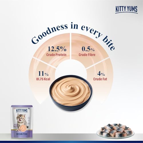 Image of Kitty Yums Kitten Wet Mousse 80g | Ocean Fish | Rich in Protein | Promotes Hydration & Easy to Digest | Grain Free | No Artificial Flavours |Packed with Essential Vitamins & Antioxidants