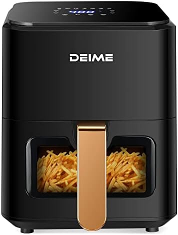 Air Fryer 4.2 QT Oilless Hot AirFryer 1200W Healthy Cooker Small Oven with 7 Presets, Digital LCD Touch Screen, Visual Cooking Window, Non-Stick Basket, Included Recipe (Black)