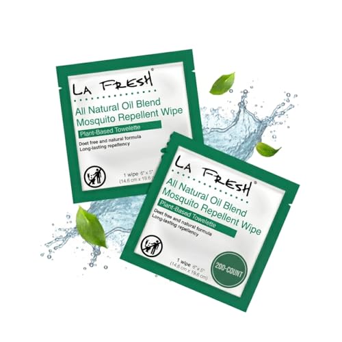 LA Fresh DEET Free Natural Mosquito Repellent Wipes - Long
