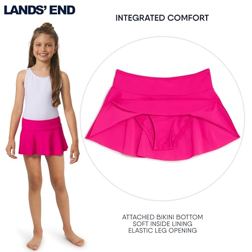 Image of Lands' End Girls' Swim UPF 50+ Stretch Waist Attached Bikini Bottom Swim Skirt