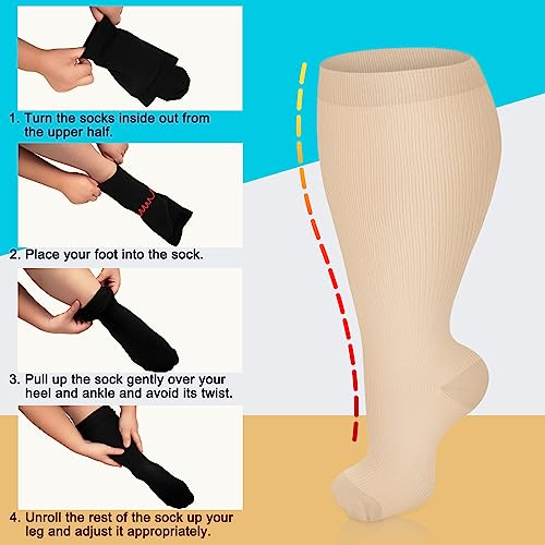 Image of Plus Size Compression Socks for Women Men Wide Calf 15-20 mmHg Extra Large for Circulation Support Recovery