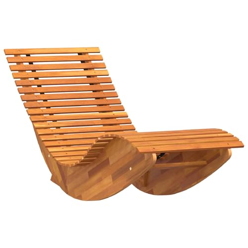 vidaXL Schaukelsessel 2er Set aus Akazienmassivholz – Gartenmöbel, Liegestuhl für die Terrasse, rustikaler Sessel für den Sommer, entspannender Lounge-Stuhl, ergonomisch und verstellbar.