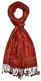 LORENZO CANA - Luxus Herren Schal aus weicher Wolle aufwändiges Paisleymuster mehrfarbig Rot Rosa Violett Türkis Gelb 35 cm x 160 cm Wollschal Wolltuch Männerschal 7840311