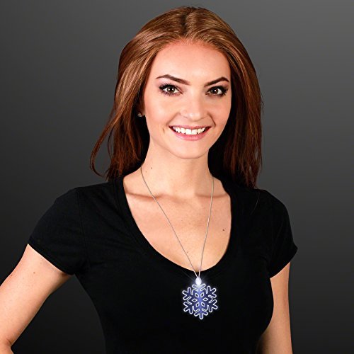 FlashingBlinkyLights White Winter Snowflake Light Up LED Necklace