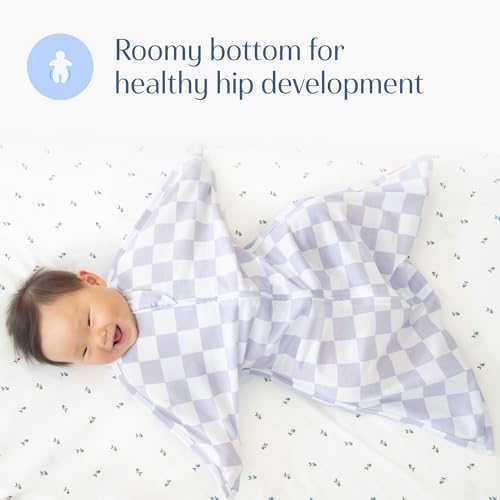 SleepingBaby Zipadee-Zip Transition Swaddle - Cozy Baby Swaddle Blanket with Zipper Convenience - Roomy Wearable Blanket for Easy Diaper Changes - Lavender Check, X-Small (3-6 Month) - Thumbnail 4
