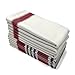 Lincoln & Palm Natural Cotton Tea Towels, 27 x 19, Set of 6 Herringbone Kitchen Dish Towels, Flour Sack Flat Woven for Drying Dishes, Hands, or Bread Proofing, Striped, Patterned Designs (Red)