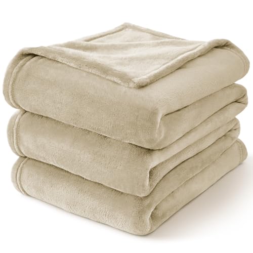 Image of BEDELITE Fleece Blanket Full Size Linen Throw Blankets for Couch & Bed, Luxury Plush Cozy Fuzzy Blanket 84x90 inches, Super Soft Warm Lightweight Throw Blanket for Travel Camping