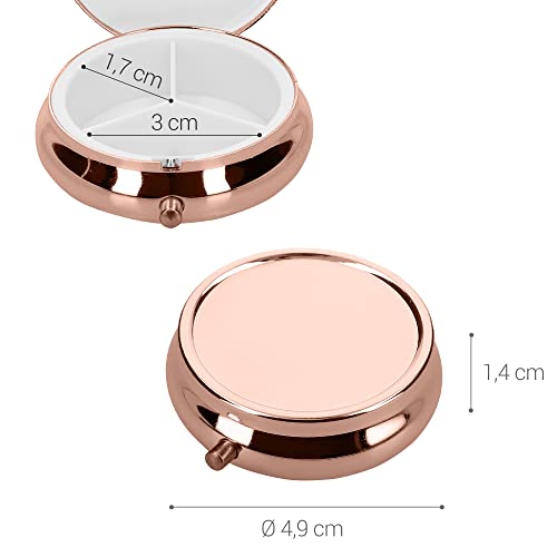 kwmobile 2x pillendoos 3 vakjes - 5,2 x 1,7 cm - Pillendoosje klein van roestvrij staal - In roségoud - Afbeelding 4