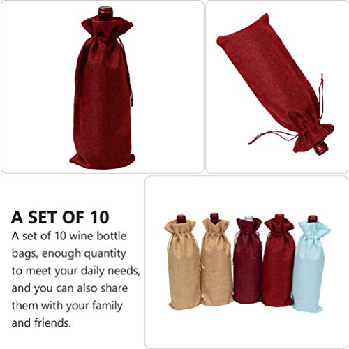 10Pcs Jute Burlap Wine Bags 1 to 10 Hessian Numbered Wine Bottle Bags with Drawstring Wine Bottle Cover for Christmas Blind Wine Tasting - Image 4