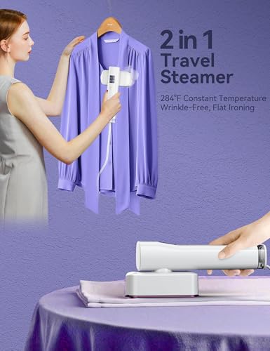 Image of Steamer for Clothes,Sundu Portable 2-in-1 Travel Steamer&Iron,15s Fast Heat-up,100ml Water Tank,Ironing Gloves,25 Min Powerful Continuous Steam,1000W&4 Modes Light Steam Iron for Travel&Home(pearl)