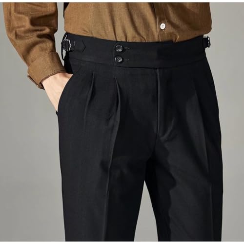 Men's Classic Gurkha Dress Pants Flat Front Trousers Casual Business Suit Pants2