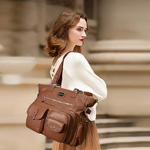 Image of KL928 Large Purses for Women Shoulder Bag Tote Handbags Stylish Vegan Leather Hobo Bags Ladies, A-Black-4 | Large