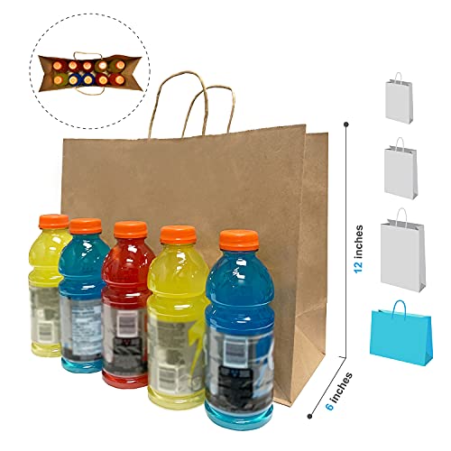 100 Count 16\"L X 6\"W X 12\"H Kraft Brown Paper Bags Vogue Twisted Handle High Capacity, Perfect for Takeout bags, Wedding bags, Party Favor bags, Thank You bags, Shopping bags, Retail bags and More