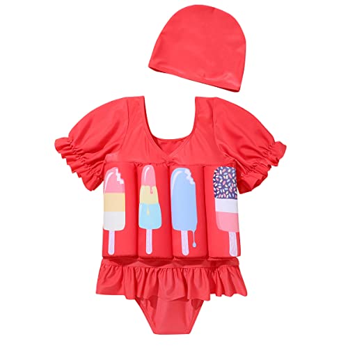 Toddler Girl Floatation Swimsuit with 8 Adjustable Buoyancy Baby Float Suit Floating Swimwear Bathing Suit with Cap2