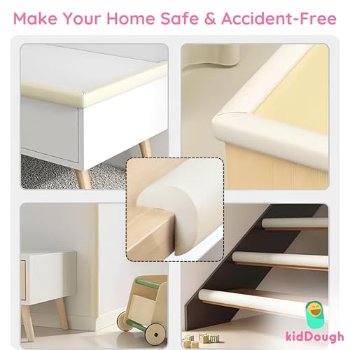 Image of KidDough Baby Proofing Thick Edge Protector for Kids, Furniture and Corner Guard, Rubber Protector for Kids Safety, Corner Protector for Sharp Edges, Baby Safety Products (2 mtr, White, L-Shape)